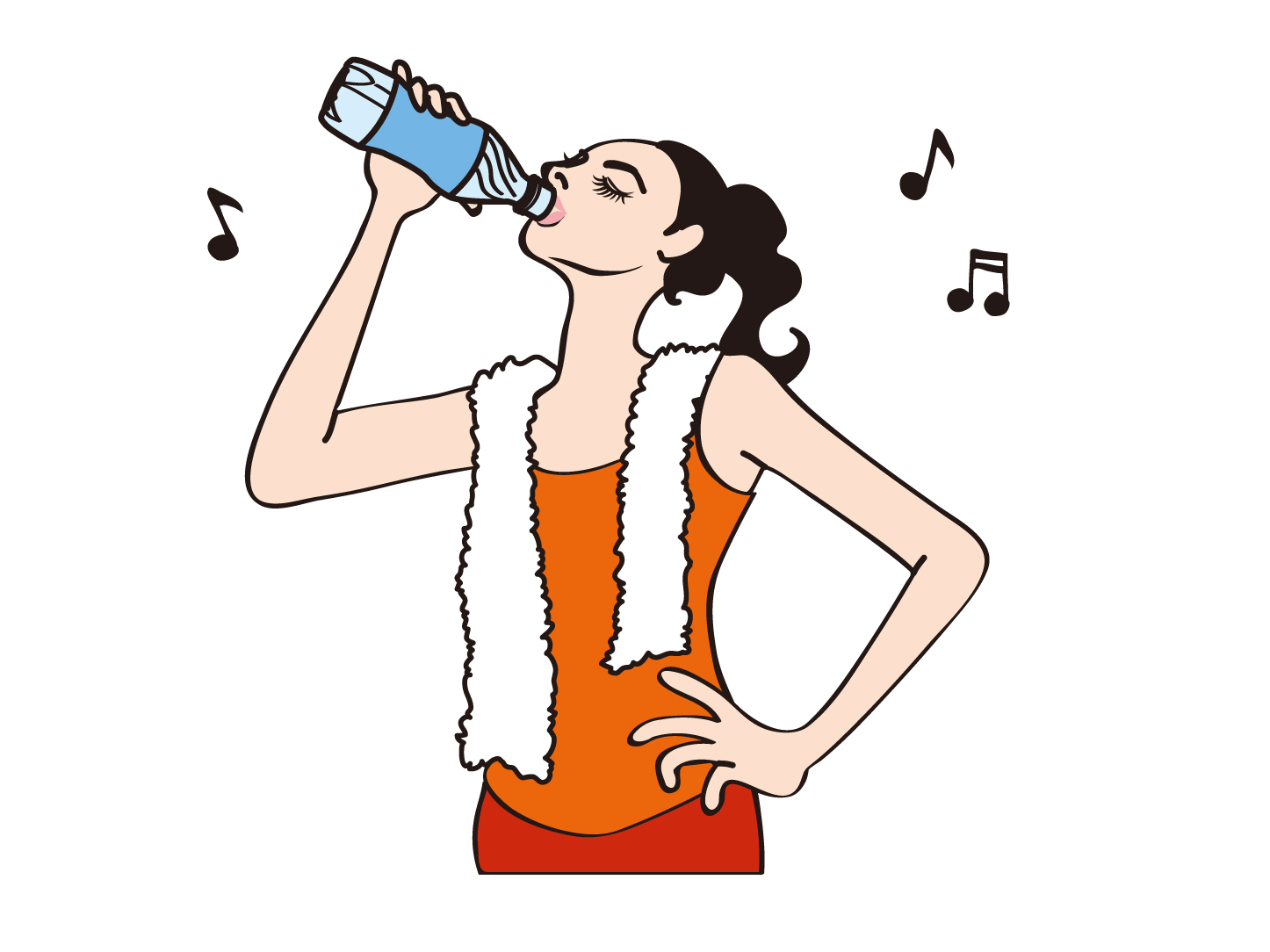 運動中に水を飲む女性